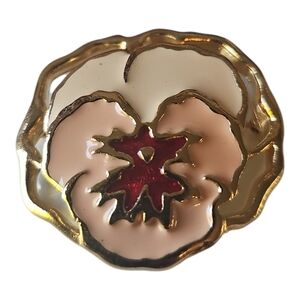 Vintage Pink pansy brooch Avon Full Bloom pin gold tone